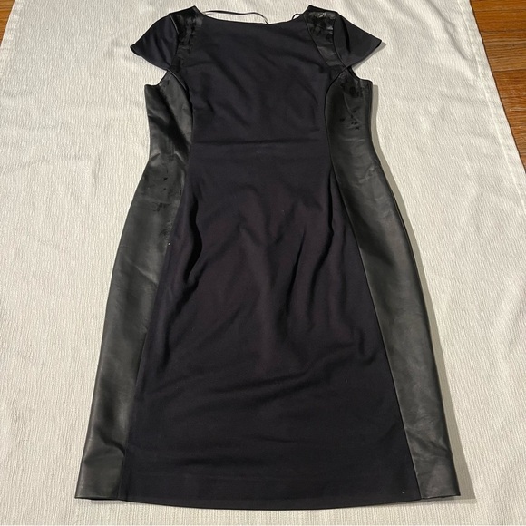 OLSEN EUROPE Black Dress with vegan Leather Strips on sides Size M/L 12 - Picture 6 of 10